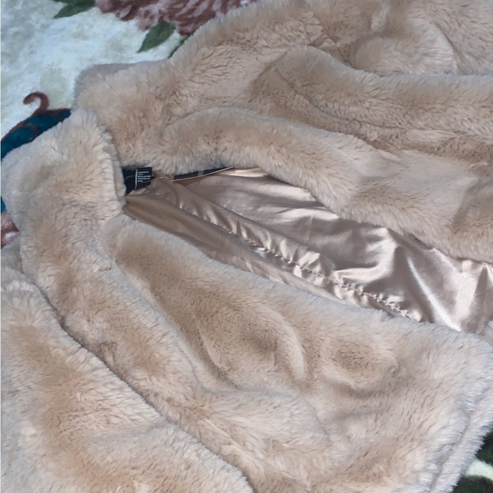 BRAND NEW!! Teddy jacket, length is above waist. Beige color! size Large!